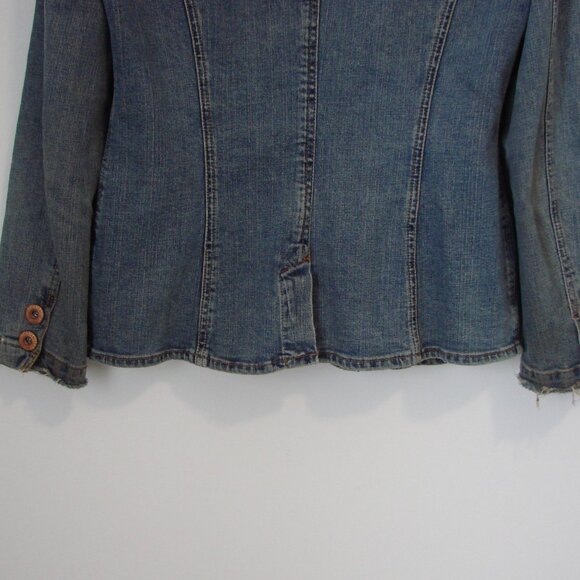 Vintage Y2K Levi's Denim Jean Blazer Jacket Distressed Grunge Size Large 12 / 14 - Picture 12 of 14